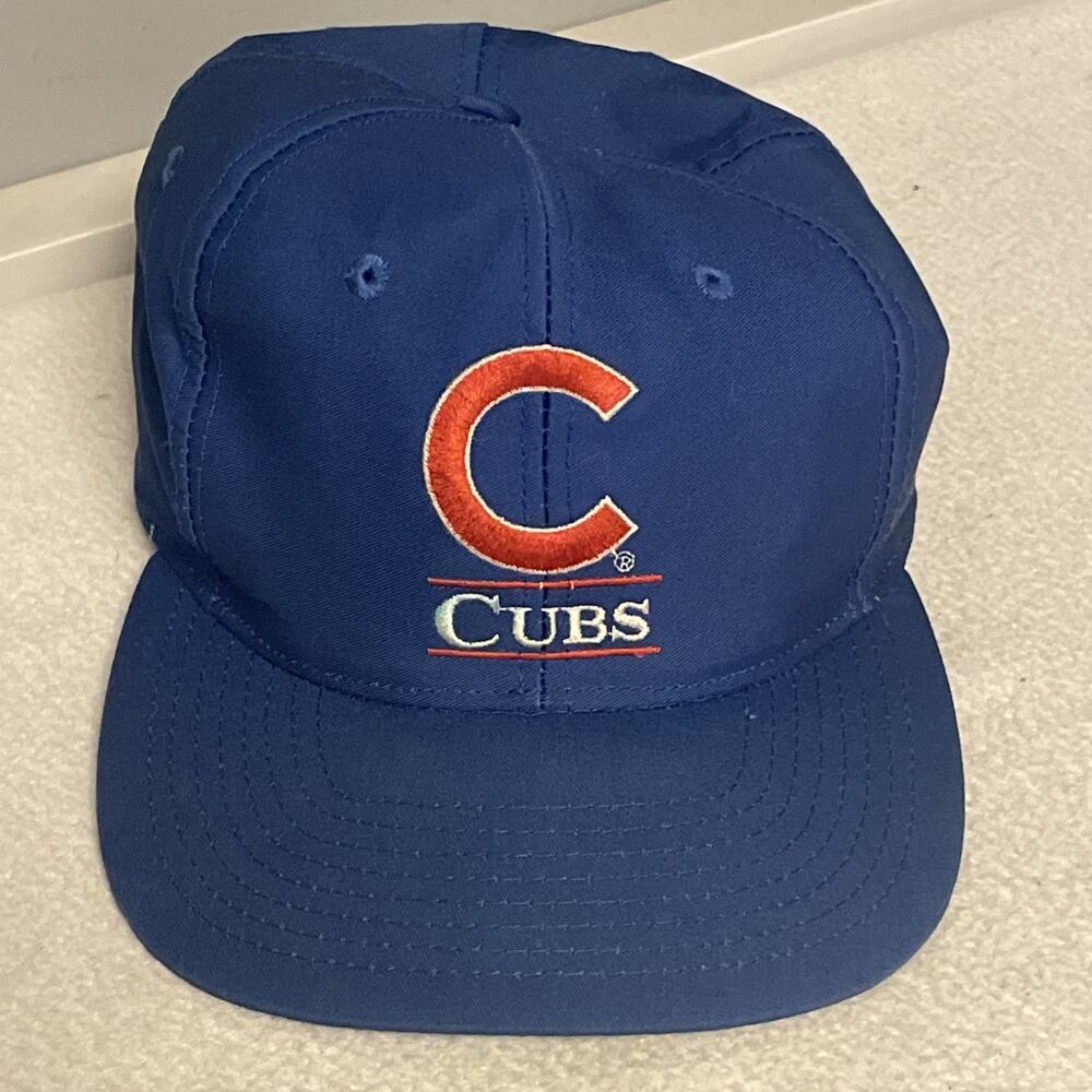 90s Chicago Cubs Front Row Clark Sportswear Snapback Hat Green Under Brim